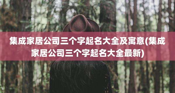 集成家居公司三个字起名大全及寓意(集成家居公司三个字起名大全最新)