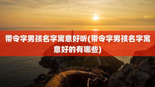 带令字男孩名字寓意好听(带令字男孩名字寓意好的有哪些)