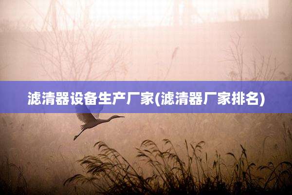 滤清器设备生产厂家(滤清器厂家排名)