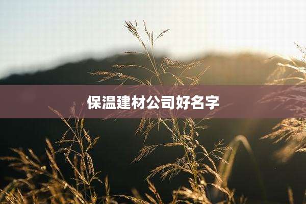 保温建材公司好名字