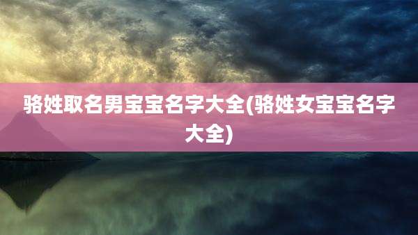 骆姓取名男宝宝名字大全(骆姓女宝宝名字大全)