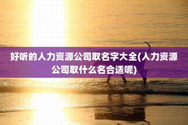 好听的人力资源公司取名字大全(人力资源公司取什么名合适呢)