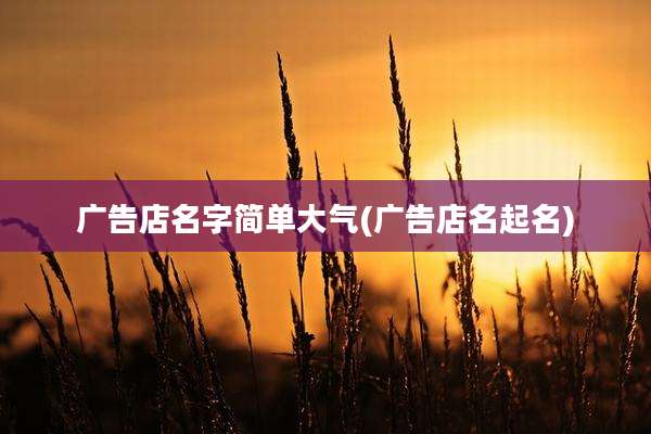 广告店名字简单大气(广告店名起名)