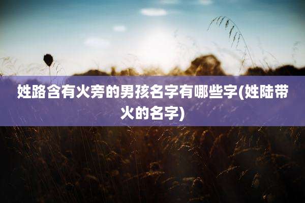姓路含有火旁的男孩名字有哪些字(姓陆带火的名字)