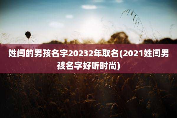 姓闫的男孩名字20232年取名(2021姓闫男孩名字好听时尚)