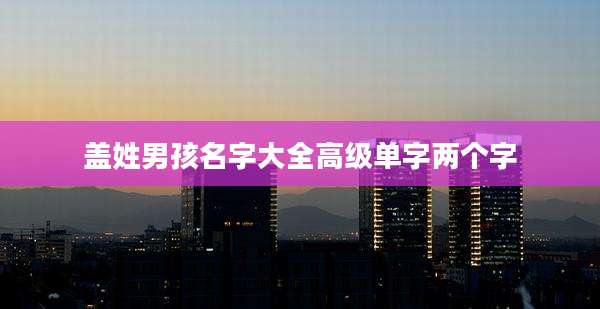 盖姓男孩名字大全高级单字两个字