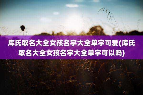 库氏取名大全女孩名字大全单字可爱(库氏取名大全女孩名字大全单字可以吗)