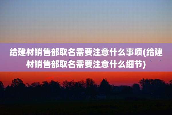 给建材销售部取名需要注意什么事项(给建材销售部取名需要注意什么细节)