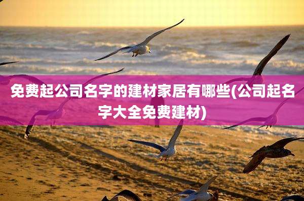 免费起公司名字的建材家居有哪些(公司起名字大全免费建材)