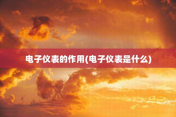 电子仪表的作用(电子仪表是什么)