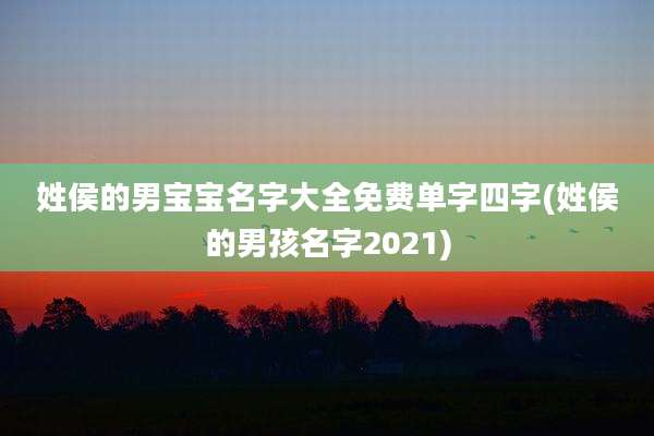 姓侯的男宝宝名字大全免费单字四字(姓侯的男孩名字2021)