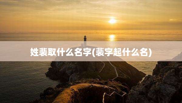 姓裴取什么名字(裴字起什么名)