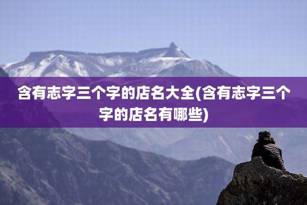 含有志字三个字的店名大全(含有志字三个字的店名有哪些)