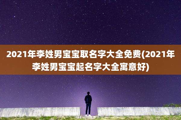 2021年李姓男宝宝取名字大全免费(2021年李姓男宝宝起名字大全寓意好)