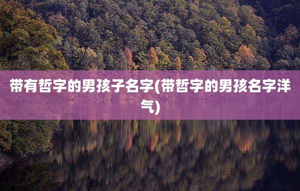 带有哲字的男孩子名字(带哲字的男孩名字洋气)