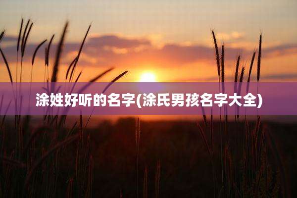 涂姓好听的名字(涂氏男孩名字大全)