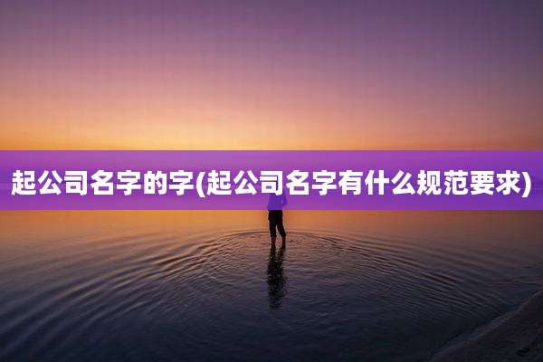 起公司名字的字(起公司名字有什么规范要求)