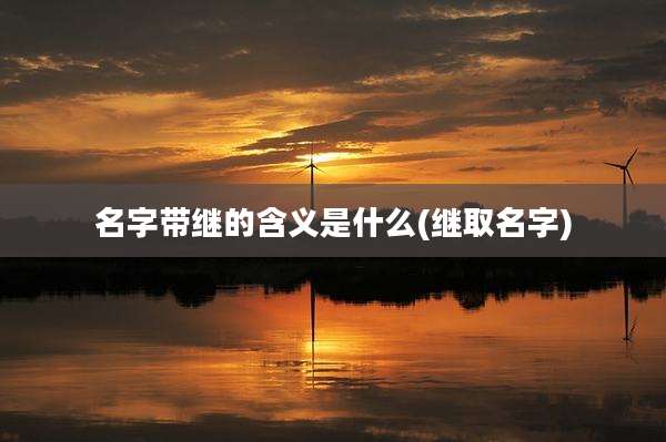 名字带继的含义是什么(继取名字)