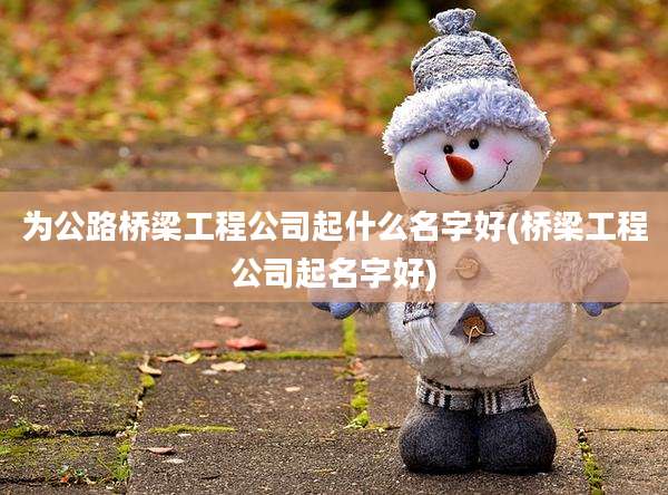 为公路桥梁工程公司起什么名字好(桥梁工程公司起名字好)