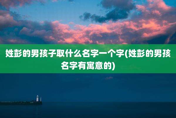 姓彭的男孩子取什么名字一个字(姓彭的男孩名字有寓意的)