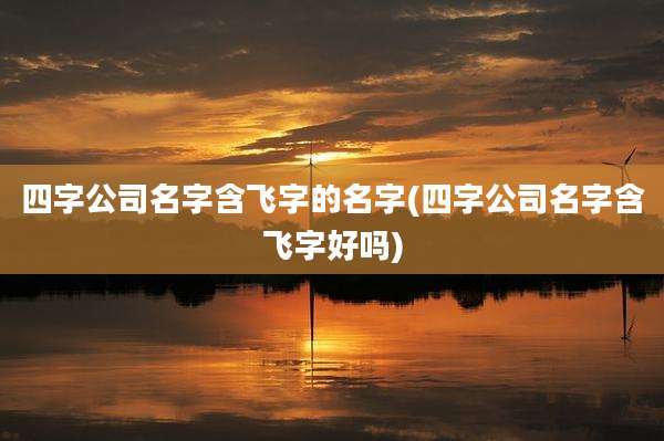 四字公司名字含飞字的名字(四字公司名字含飞字好吗)