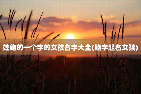 姓鲍的一个字的女孩名字大全(鲍字起名女孩)