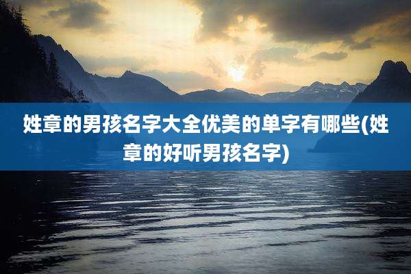 姓章的男孩名字大全优美的单字有哪些(姓章的好听男孩名字)
