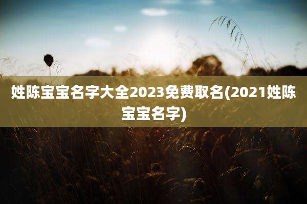 姓陈宝宝名字大全2023免费取名(2021姓陈宝宝名字)