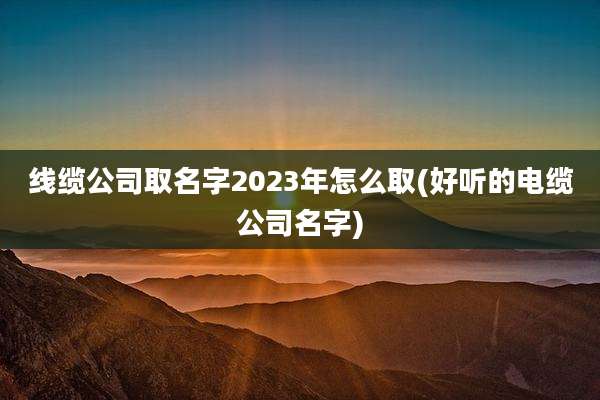 线缆公司取名字2023年怎么取(好听的电缆公司名字)