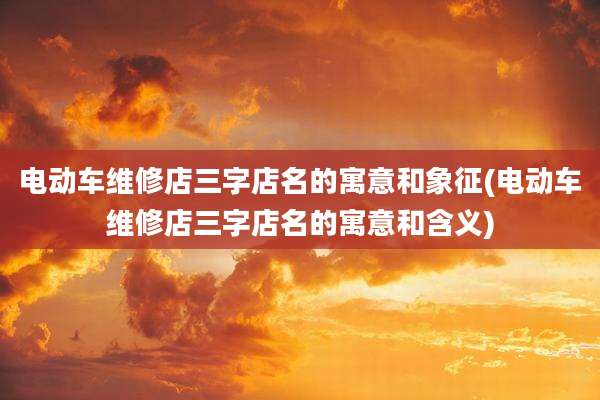 电动车维修店三字店名的寓意和象征(电动车维修店三字店名的寓意和含义)