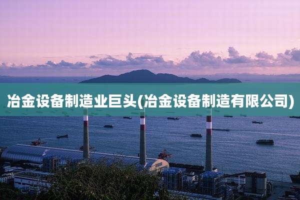 冶金设备制造业巨头(冶金设备制造有限公司)