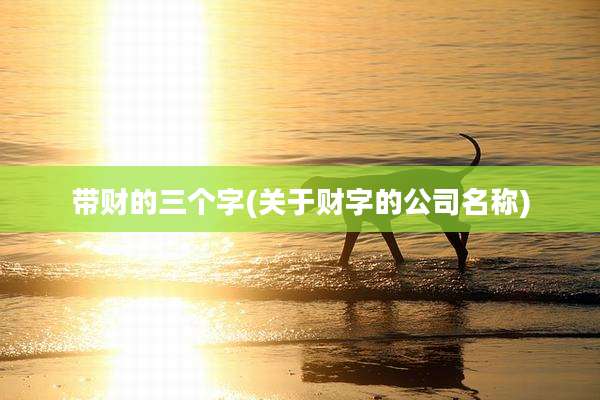 带财的三个字(关于财字的公司名称)