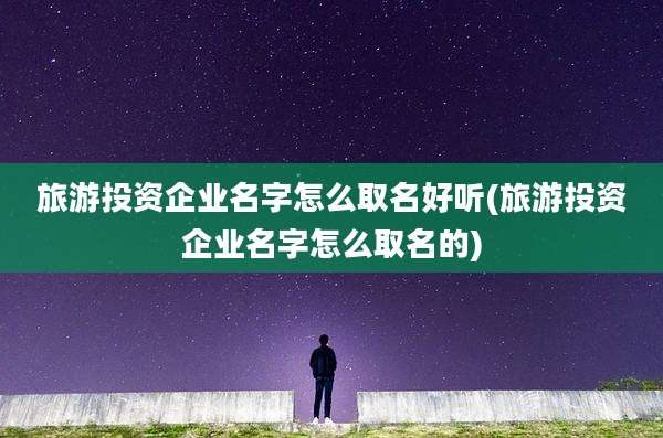 旅游投资企业名字怎么取名好听(旅游投资企业名字怎么取名的)