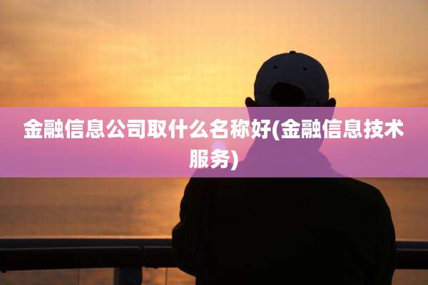 金融信息公司取什么名称好(金融信息技术服务)