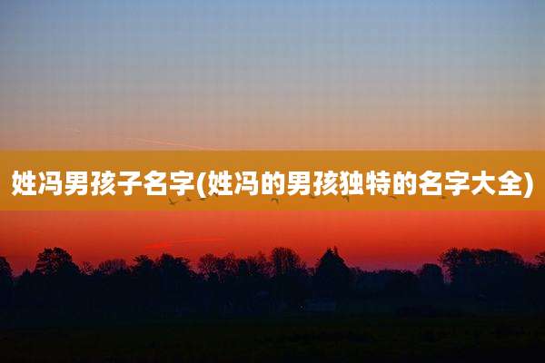 姓冯男孩子名字(姓冯的男孩独特的名字大全)