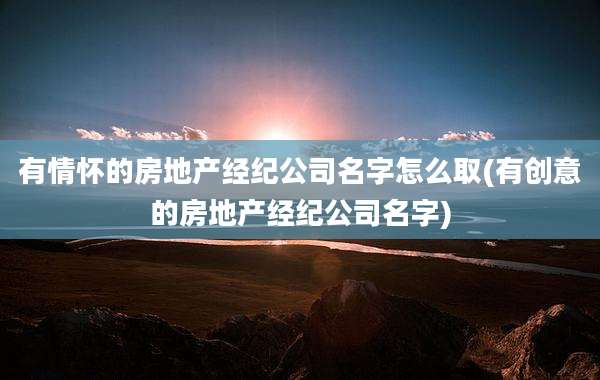 有情怀的房地产经纪公司名字怎么取(有创意的房地产经纪公司名字)
