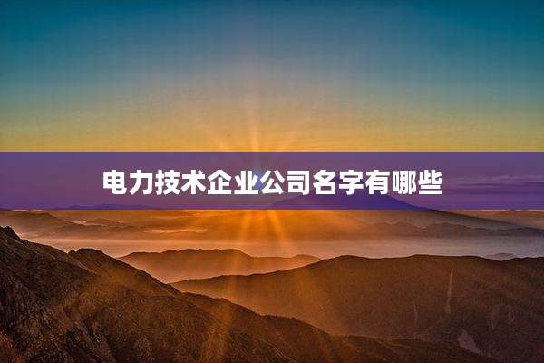 电力技术企业公司名字有哪些