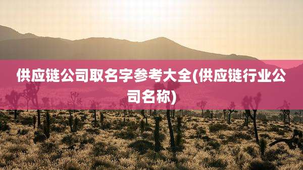 供应链公司取名字参考大全(供应链行业公司名称)