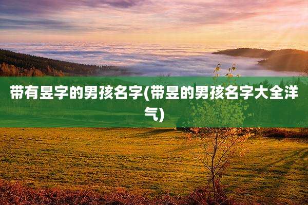 带有昱字的男孩名字(带昱的男孩名字大全洋气)