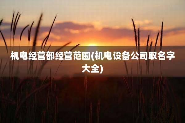 机电经营部经营范围(机电设备公司取名字大全)