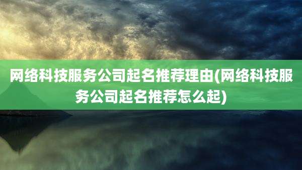 网络科技服务公司起名推荐理由(网络科技服务公司起名推荐怎么起)