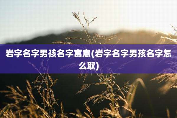 岩字名字男孩名字寓意(岩字名字男孩名字怎么取)