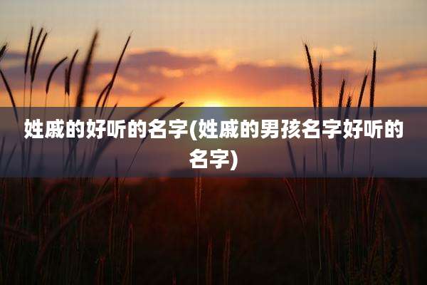 姓戚的好听的名字(姓戚的男孩名字好听的名字)