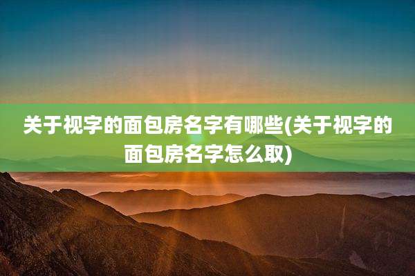 关于视字的面包房名字有哪些(关于视字的面包房名字怎么取)