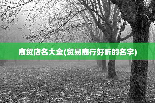 商贸店名大全(贸易商行好听的名字)
