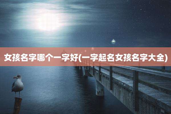 女孩名字哪个一字好(一字起名女孩名字大全)