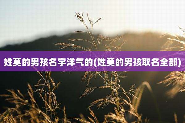 姓莫的男孩名字洋气的(姓莫的男孩取名全部)