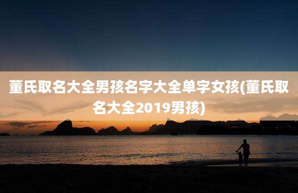董氏取名大全男孩名字大全单字女孩(董氏取名大全2019男孩)