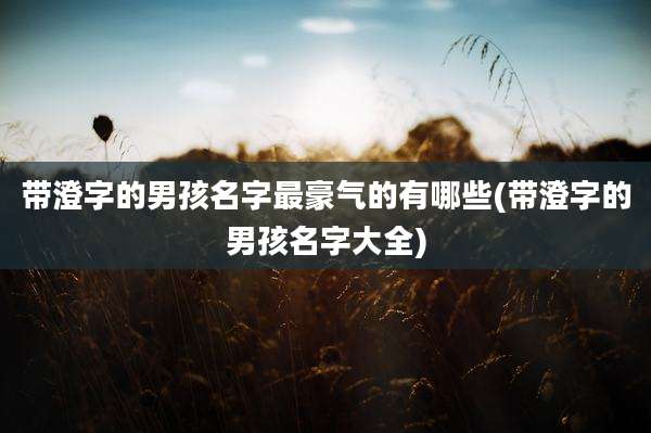 带澄字的男孩名字最豪气的有哪些(带澄字的男孩名字大全)