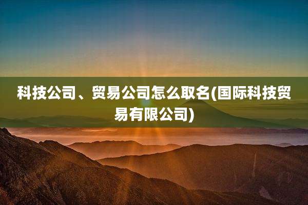 科技公司、贸易公司怎么取名(国际科技贸易有限公司)